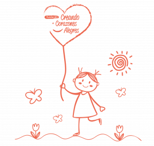 Ilustración niña con globo de Creando Corazones Alegres